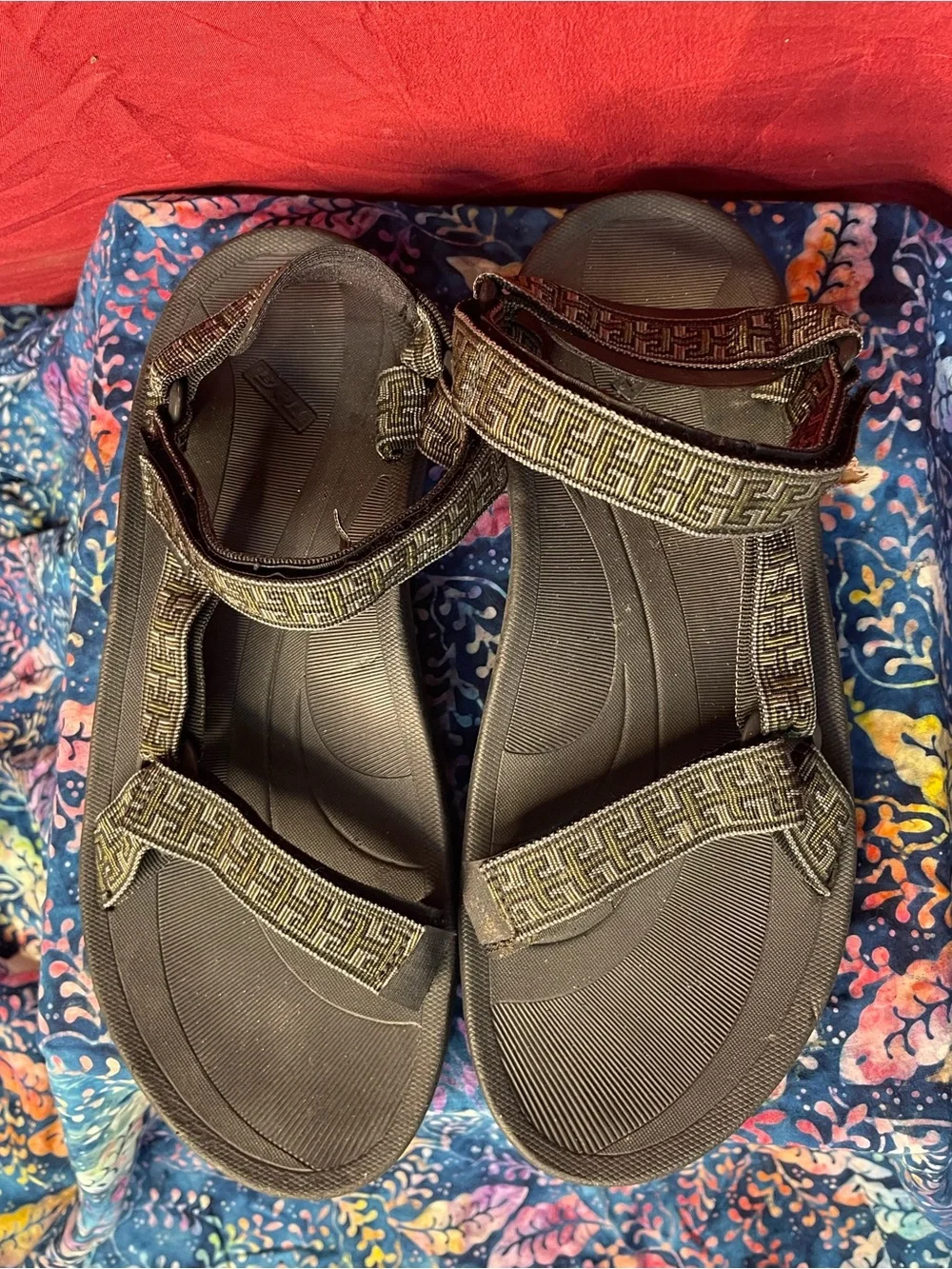 Teva Black Gold Geometric Winsted 6461 Adjustable Strap Sport Sandals Men’s 12